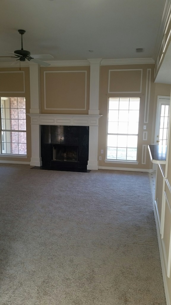 Living area with fireplace